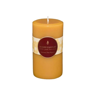 Honey Candles 5" Round Natural Beeswax Pillar