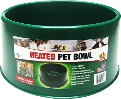 Farm Innovators Heated Pet Bowl Green 60w/1.5 Gallon