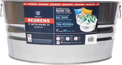 Behren Galvanized Steel Wash Tub 17 Gallon Round