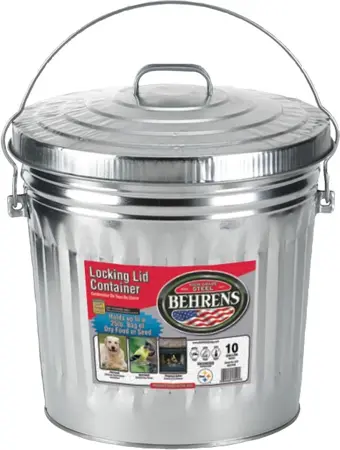 Behrens Galvanized Steel Trash Can 10 Gallon With Locking Lid