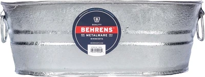 Behren Galvanized Steel Wash Tub 2 Gallon Oval