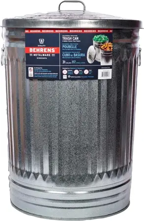 Behrens Galvanized Garbage Can 31 Gallon With Lid