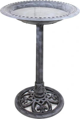 Pinebush Antique Silver Birdbath