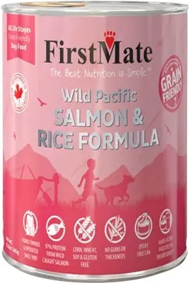 FirstMate Grain Friendly Wild Pacific Salmon & Rice Formula Dog Food 12.2oz