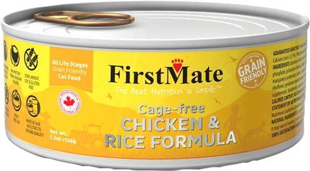 FirstMate Grain Friendly Cage-Free Chicken & Rice Pate Cat Food 5.5oz