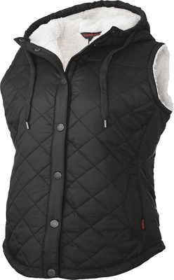 Tough Duck Women's Quilted Sherpa Lined Vest Black Large