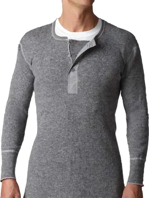 Stanfield Wool Henley Grey Medium