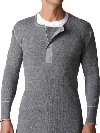 Stanfield Wool Henley With Liner Grey Medium