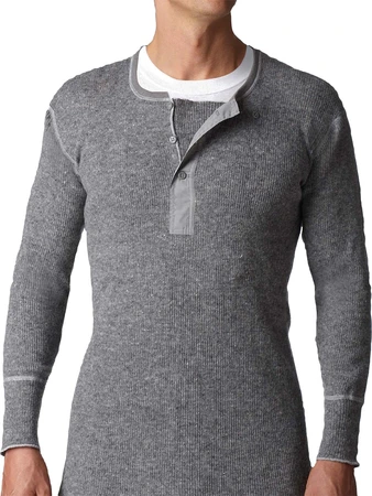 Stanfield's Wool Henley With Liner Grey Medium