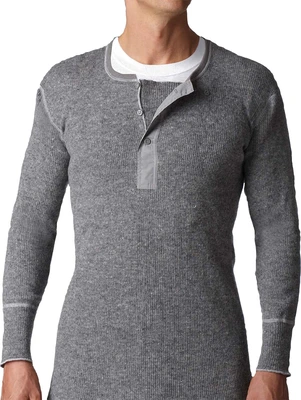 Stanfield Wool Henley With Liner Grey Large