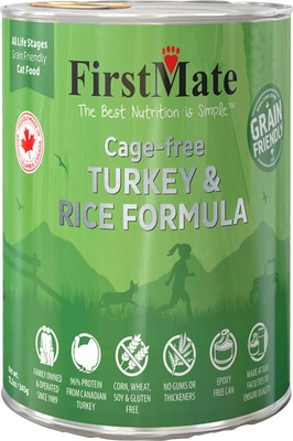 FirstMate Grain Friendly Cage-Free Turkey & Rice Pate Cat Food 12.2oz