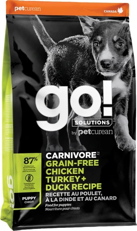 Go! Carnivore Grain Free Puppy Chicken+Turkey+Duck Dog Food 22lb