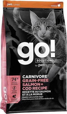 Go! Carnivore Grain Free Salmon+Cod Cat Food 3lb