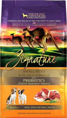 Zignature Kangaroo Small Bites With Probiotics Dog Food 12.5lb