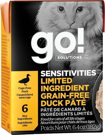 Go! Sensitivities Limited Ingredient Grain Free Duck Pate Cat Food 6.4oz