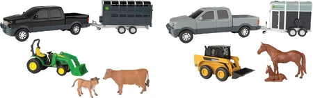 John Deere Pickup & Livestock Trailer Set