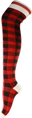 Pook Red Plaid Thigh High Socks