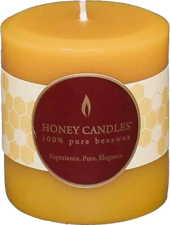 Honey Candles 3" Round Natural Beeswax Pillar