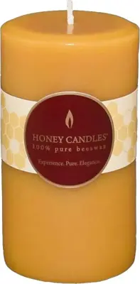 Honey Candles 5" Round Natural Beeswax Pillar