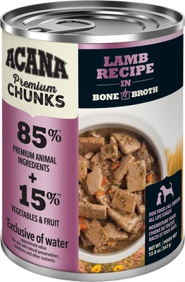 Acana Premium Chunks Lamb Recipe In Bone Broth Dog Food 363g