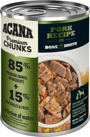 Acana Premium Chunks Pork Recipe In Bone Broth Dog Food 363g