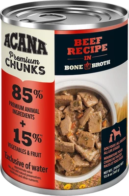 Acana Premium Chunks Beef Recipe In Bone Broth Dog Food 363g