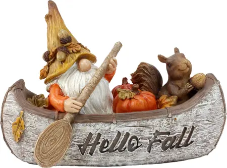 Koppers Home Fall Gnome In A Canoe Ornament