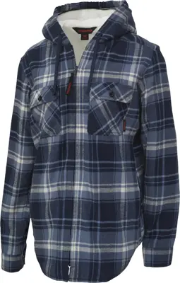 Tough Duck Womens Plush Pile-Lined Flannel Navy Plaid X-Small