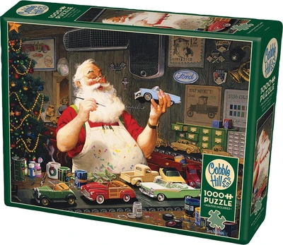 Cobble Hill Santa Painting Cars Puzzle 1000pc