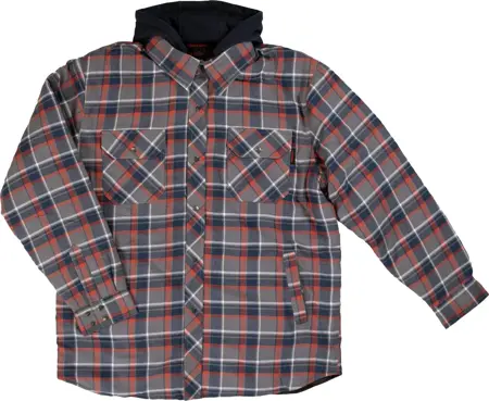 Tough Duck Quilt Lined Hooded Flannel Jac-Shirt Red Medium