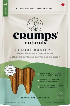 Crumps' Naturals Plaque Busters Bacon Dental Dog Treat 7" 10pk