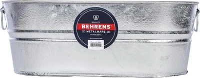 Behren Galvanized Steel Wash Tub 5.5 Gallon Oval