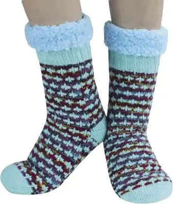 Snoozies Women's Holiday Cheer Sherpa Sock Blue