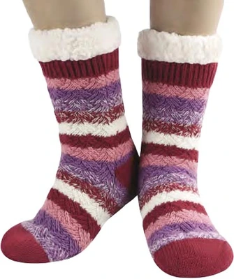 Snoozies Women's Holiday Cheer Sherpa Sock Red