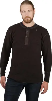 Stanfield Henley Shirt Dark Oak Medium