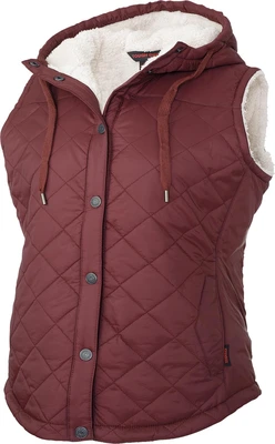 Tough Duck Women's Quilted Sherpa Lined Vest Cranberry Small