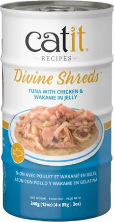 Catit Divine Shreds Tuna With Chicken & Wakame Cat Food 4pk