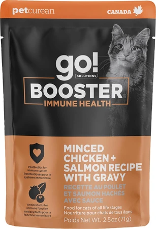 Go! Booster Immune Minced Chicken+Salmon W/ Gravy Cat Food 2.5oz