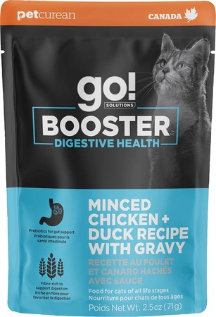 Go! Booster Digestive Minced Chicken+Duck W/ Gravy Cat Food 2.5oz