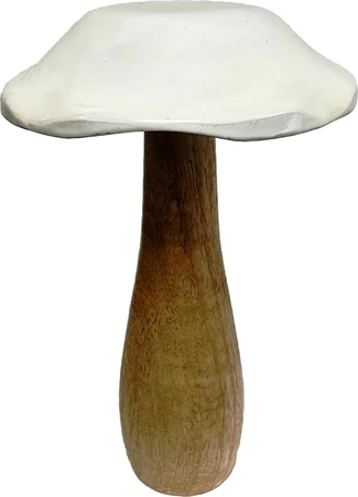 Jafsons Mango Wood Standing Mushroom Ornament White 7"