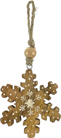 Jafsons Mango Wood Snowflake Ornament Natural 4"