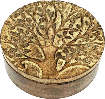 Jafsons Mango Wood Blooming Tree Swivel Box