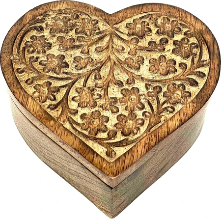 Jafsons Mango Wood Heart Swivel Box