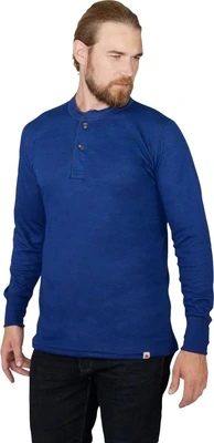 Stanfield's Two Layer Merino Henley Blue Aura Large