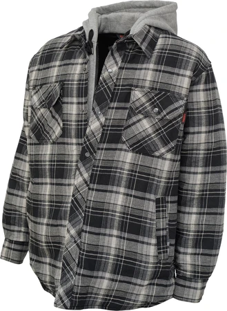 Tough Duck Quilt Lined Hooded Flannel Jac-Shirt Grey/Black Large