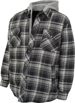 Tough Duck Quilt Lined Hooded Flannel Jac-Shirt Grey/Black X-Large