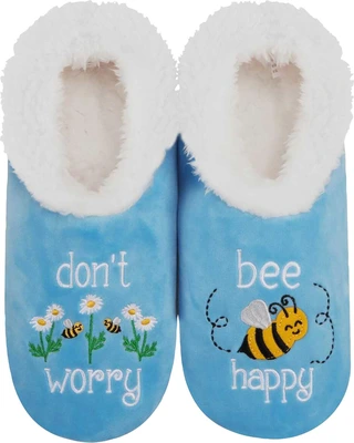 Snoozies Pairables Don't Worry Bee Happy Slipper Medium