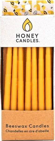 Honey Candles 6" Natural Beeswax Thin Tapers 7pk